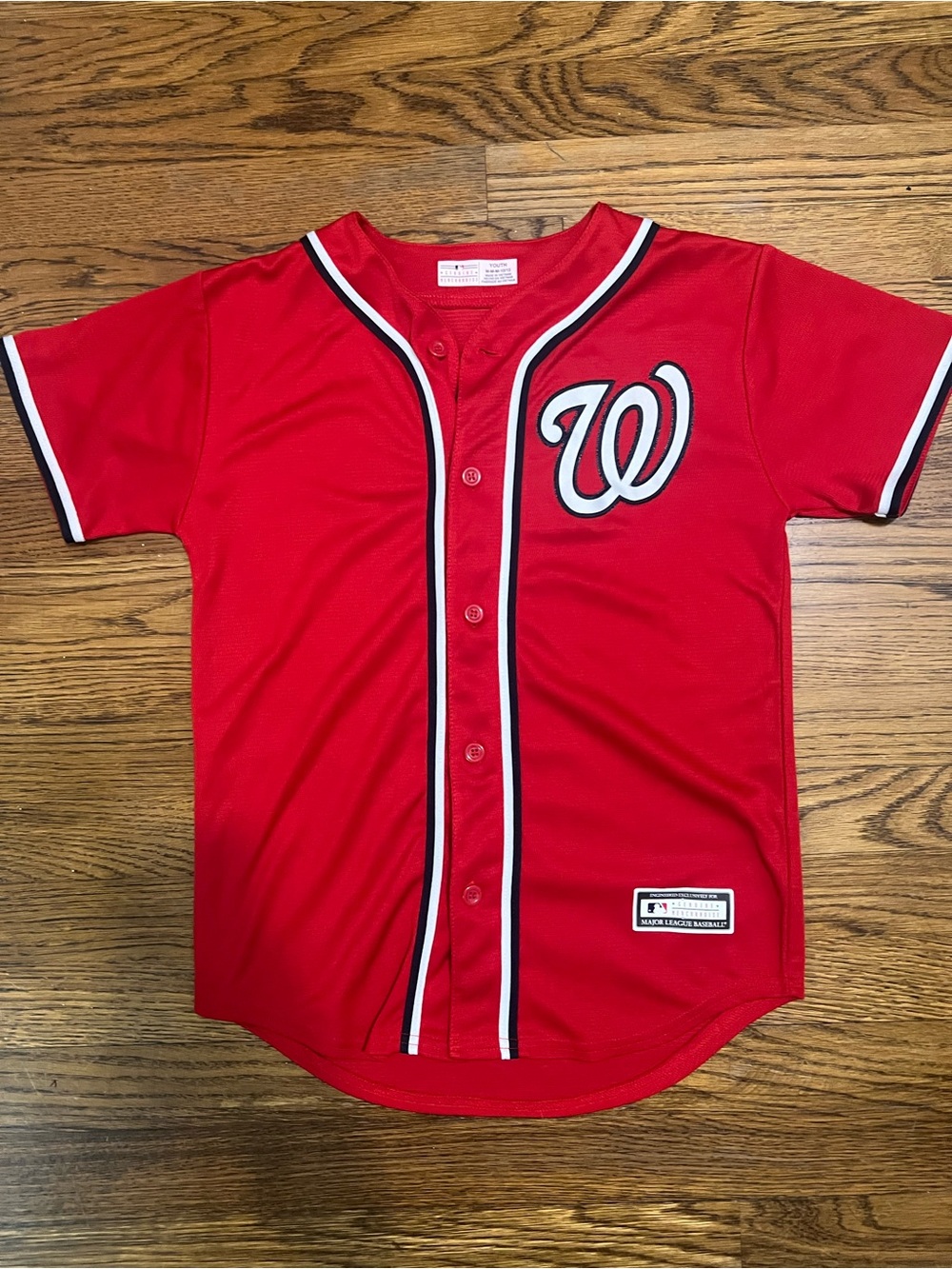 Majestic Red Kids Baseball Jersey with White & Black Trim